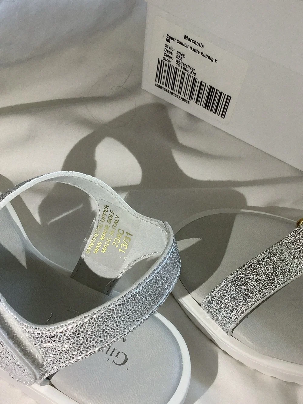 Girl’s Silver Glitter T-Strap Comfort Sandals